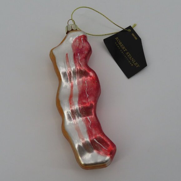 Robert Stanley Strip Of Bacon Ornament Glass Glittered Christmas Holiday NEW - Picture 5 of 6